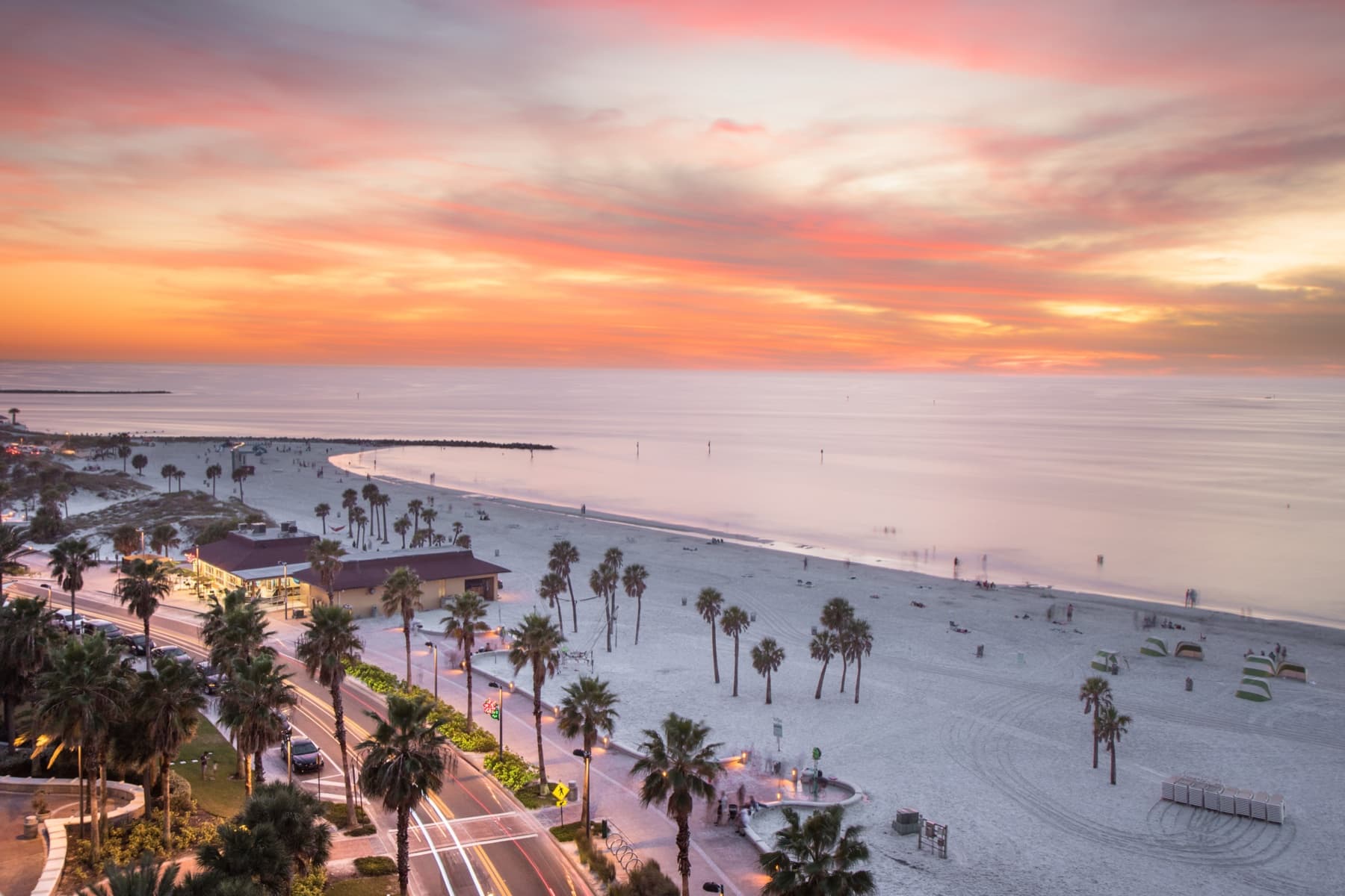 Clearwater Beach aerial view — voted America's #1 beach, just 10 minutes from our dental office